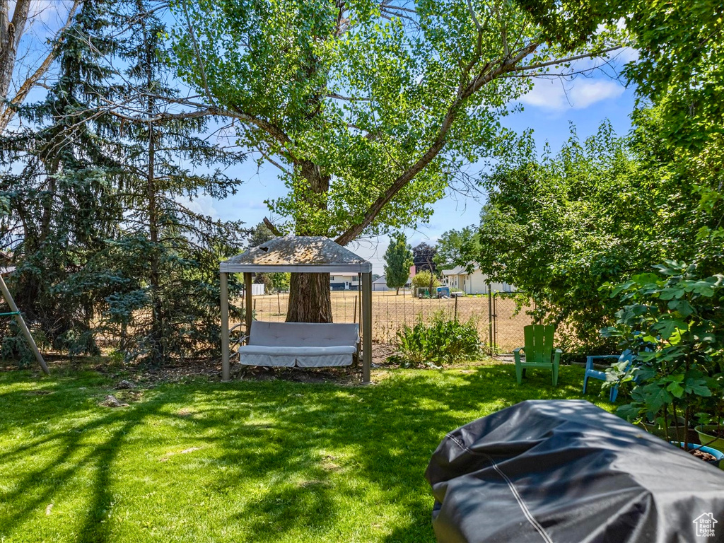 View of yard with a gazebo