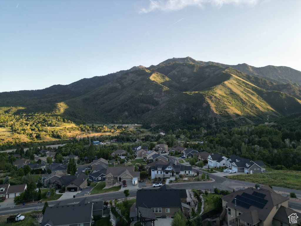 View of mountain background with nearby suburban area