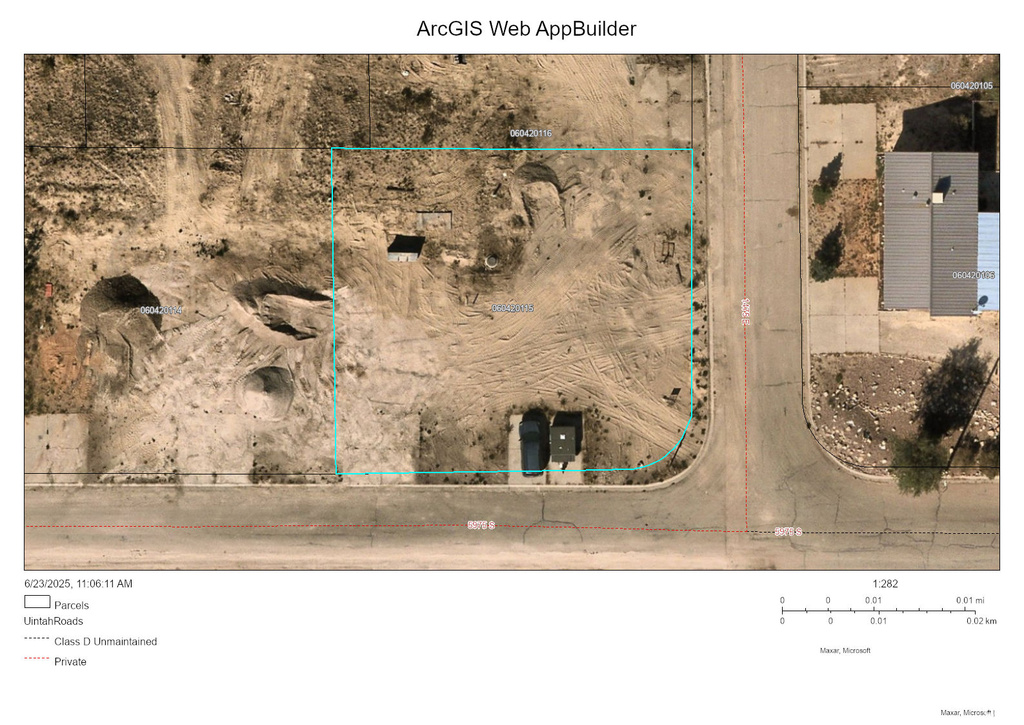 Aerial view of property's location with property boundaries highlighted