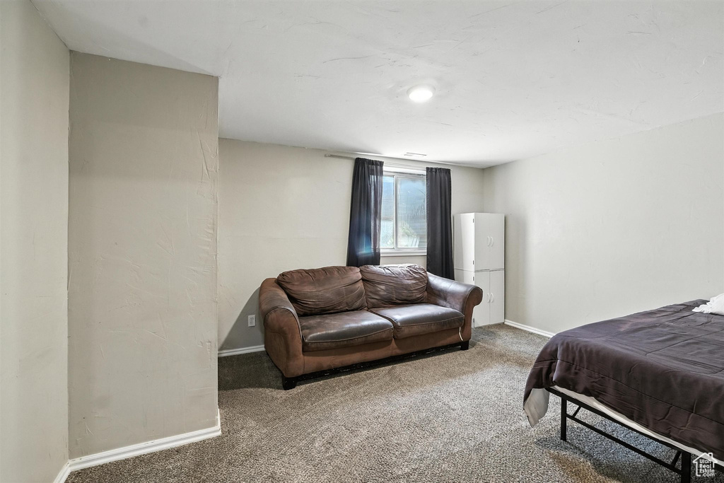 Bedroom with carpet floors and baseboards