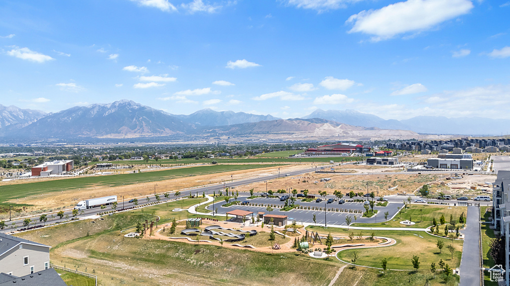 Aerial view of a mountainous background
