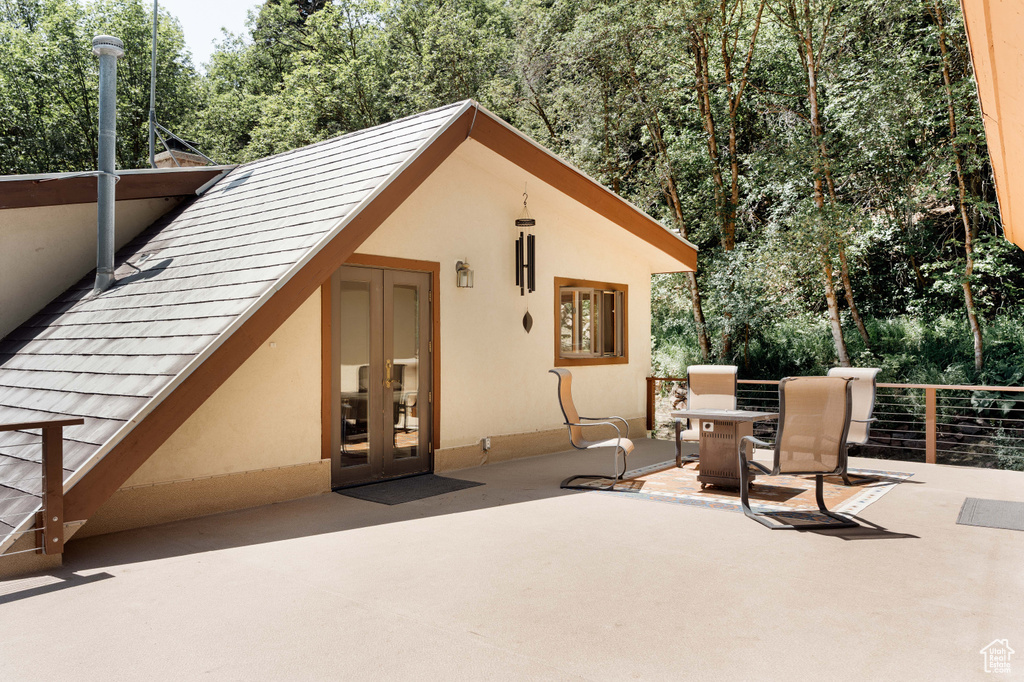 View of patio with french doors