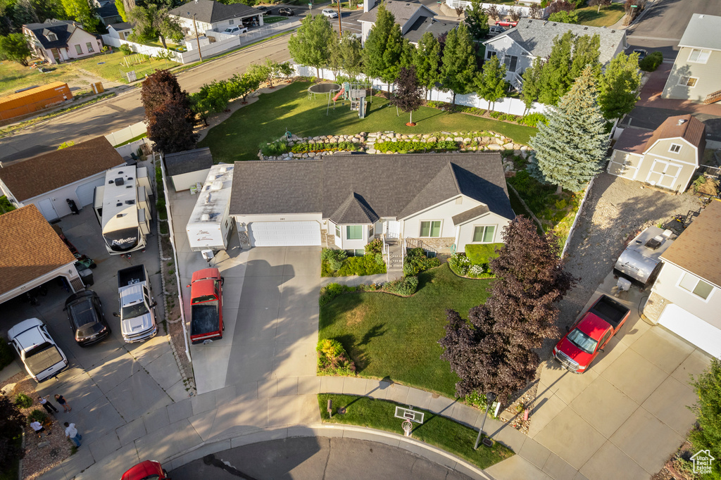 Aerial view of residential area