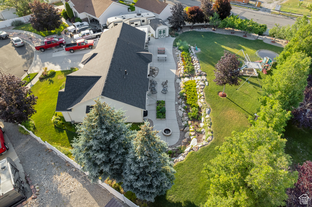 Aerial perspective of suburban area