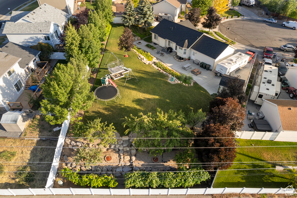 Aerial perspective of suburban area