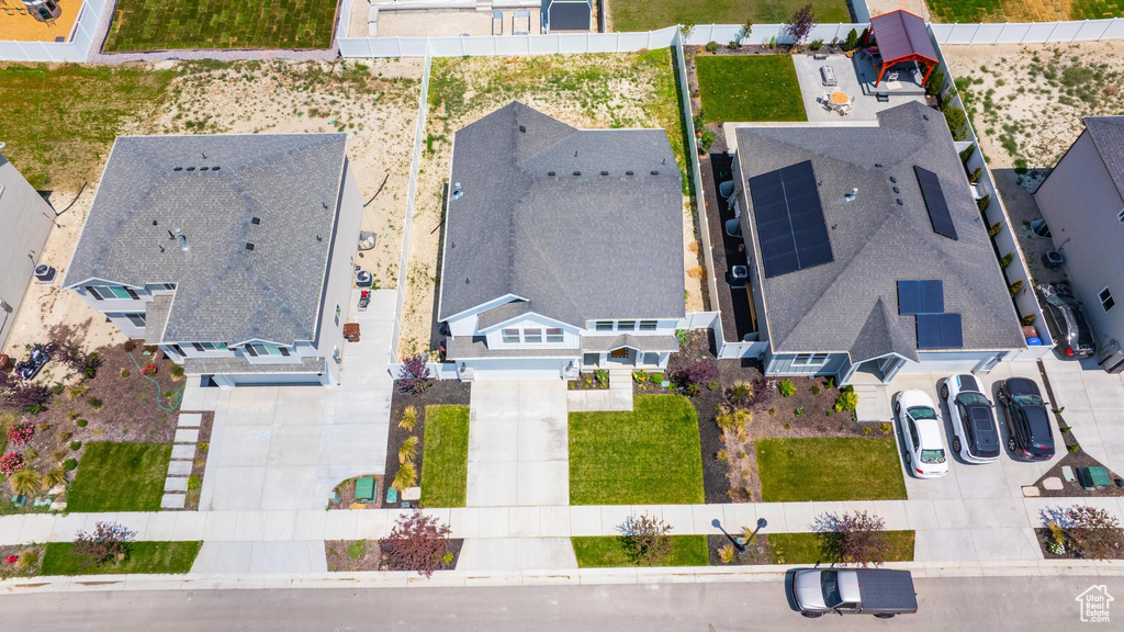 Aerial perspective of suburban area