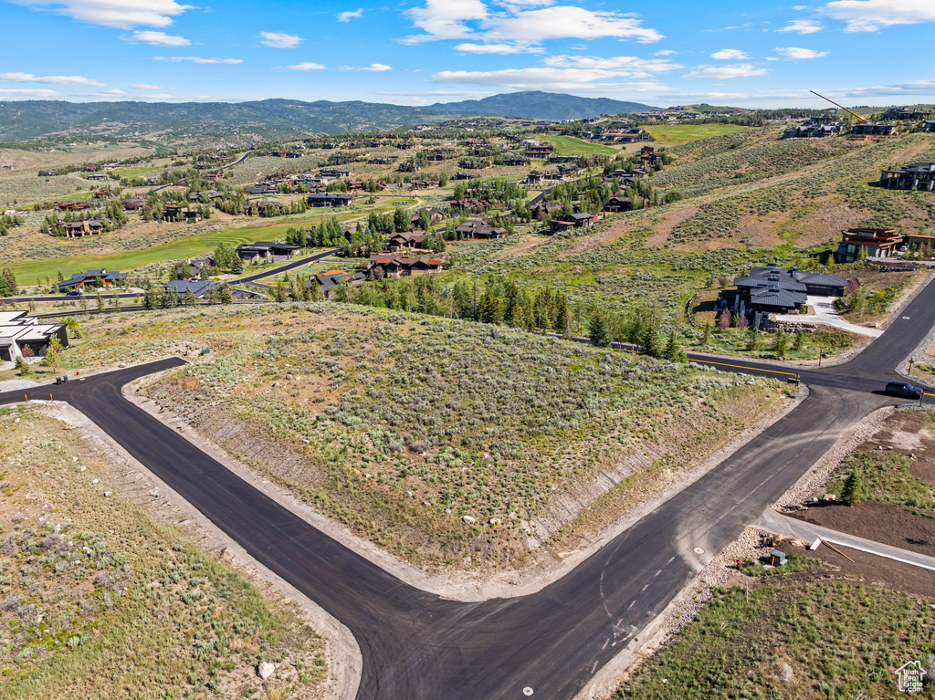 Aerial view of a mountain backdrop