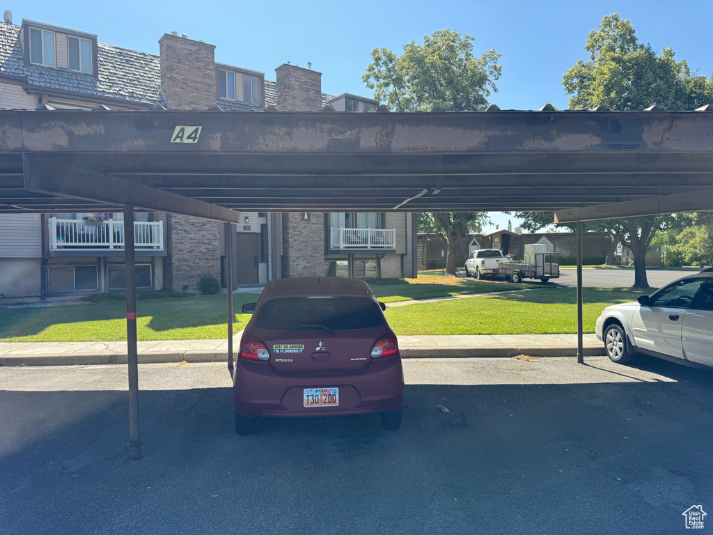 View of covered parking lot