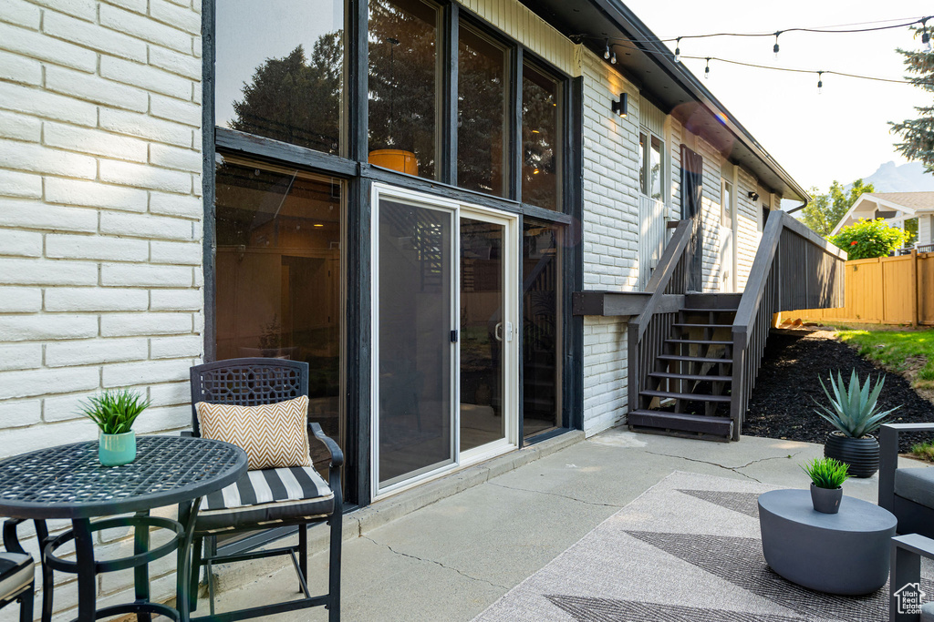 View of patio / terrace featuring stairs