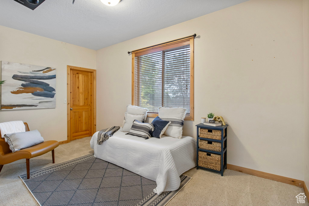 Carpeted bedroom with baseboards