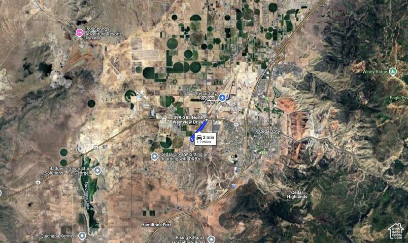 Aerial overview of property's location