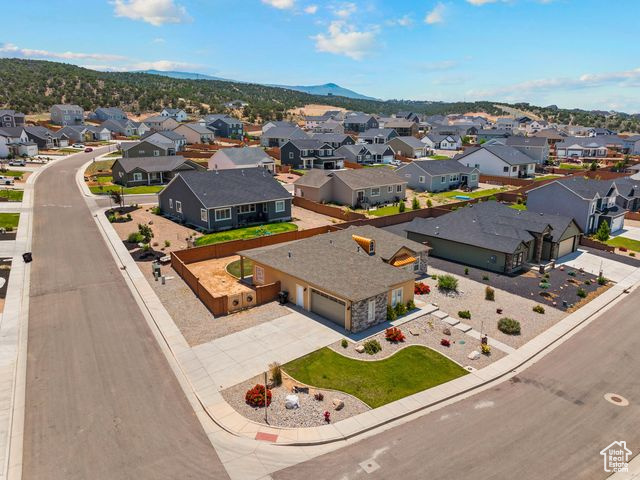 Aerial perspective of suburban area
