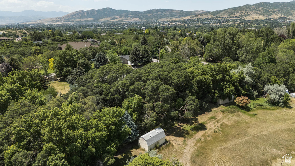 Aerial view of a mountain backdrop