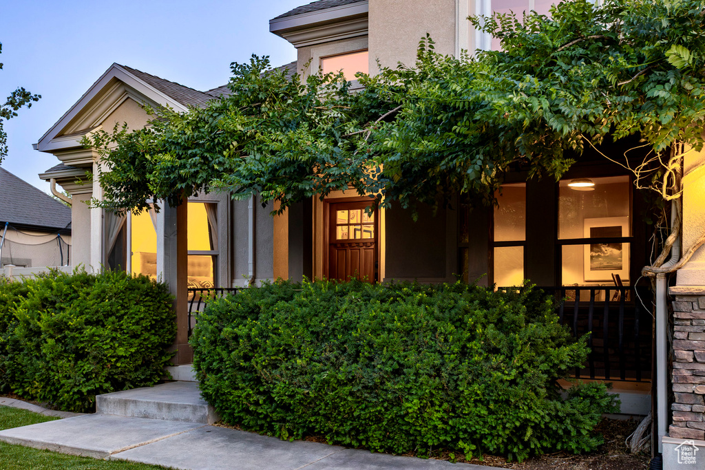 View of front of property with stucco siding