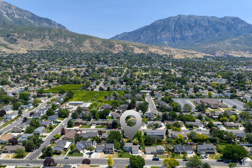 Drone / aerial view of a mountainous background