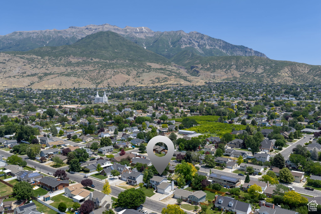Drone / aerial view of a mountain backdrop
