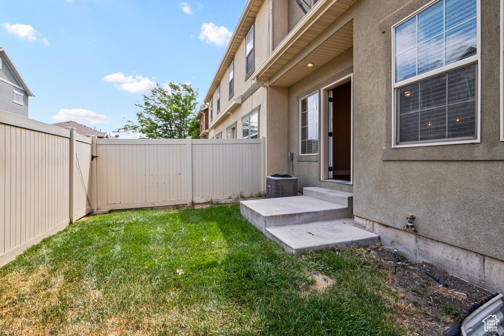 View of fenced backyard