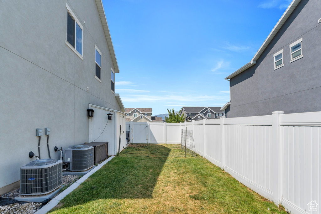 View of fenced backyard
