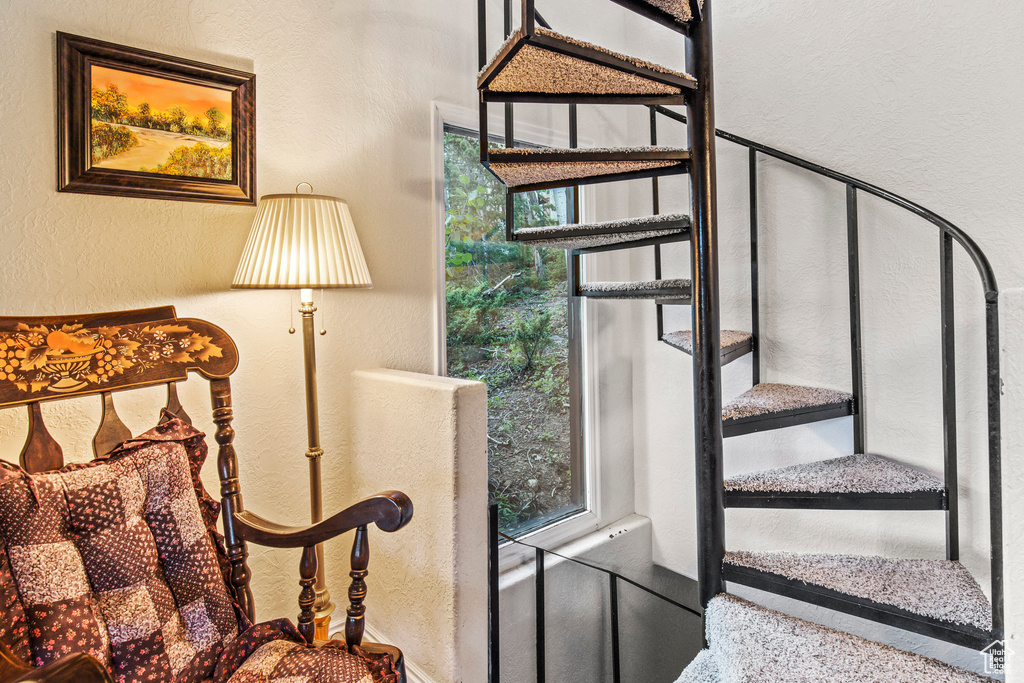Stairway with a textured wall
