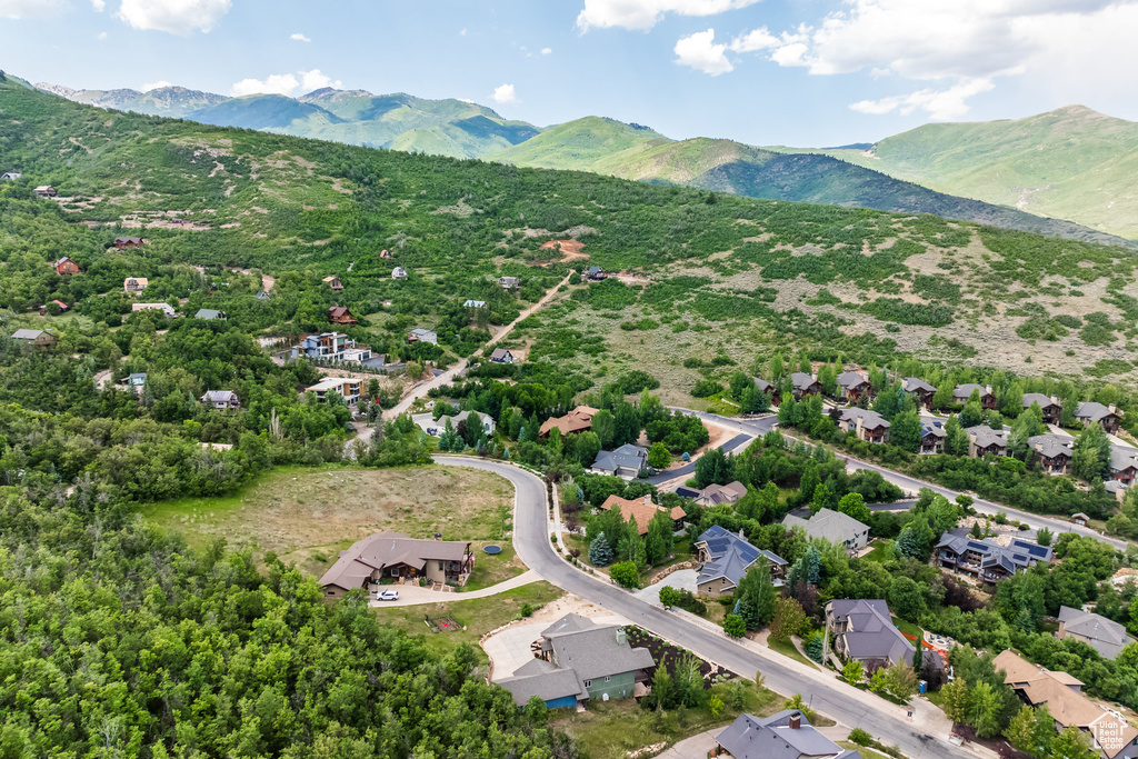 Aerial view of a mountainous background