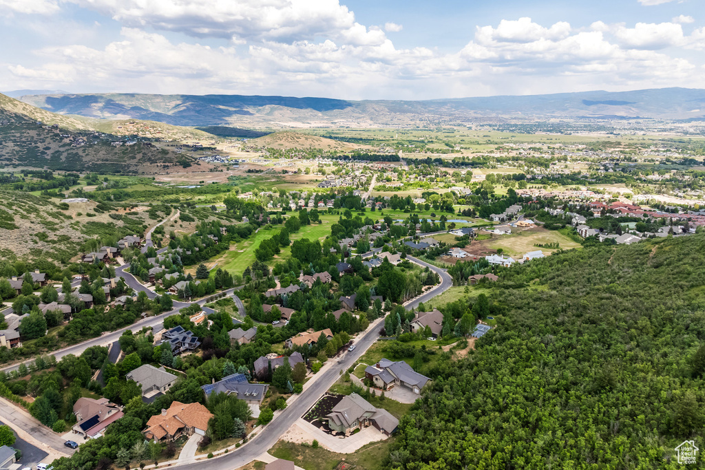 Aerial view of a mountainous background