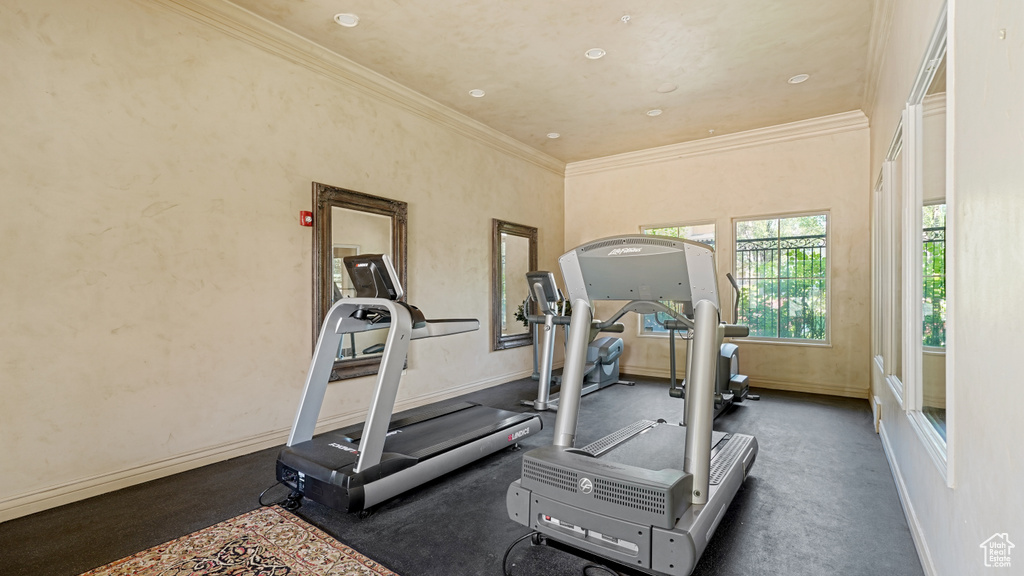 Exercise area with ornamental molding