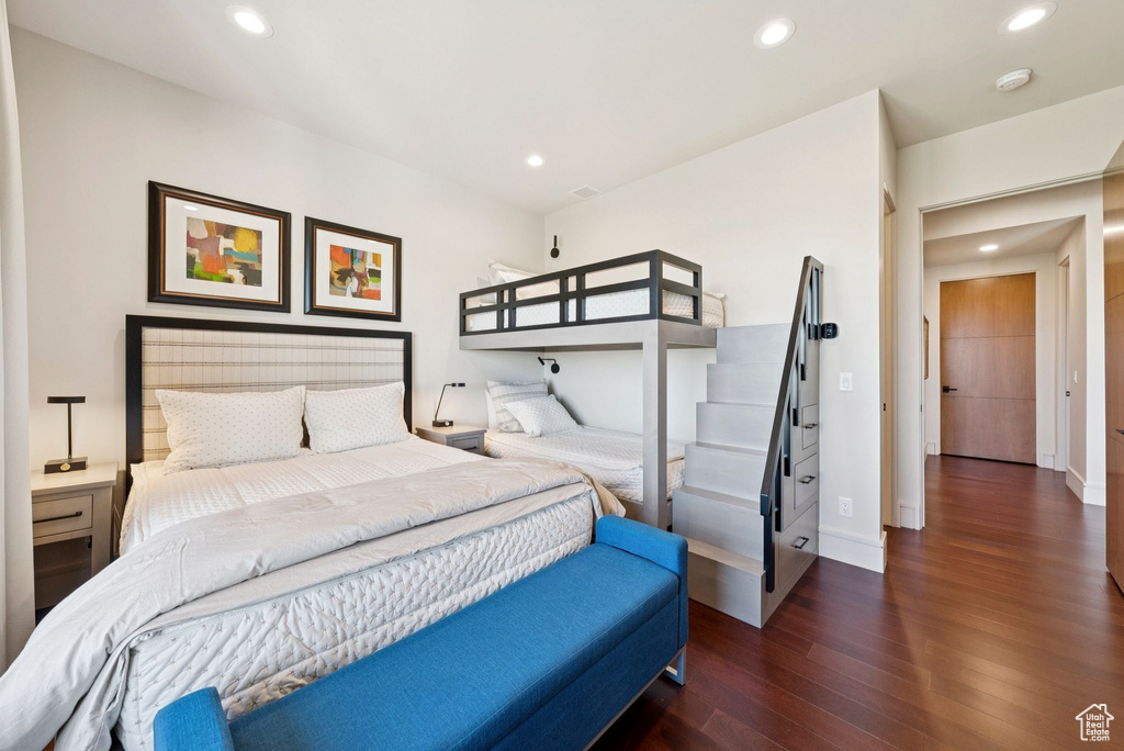 Bedroom featuring wood finished floors and recessed lighting