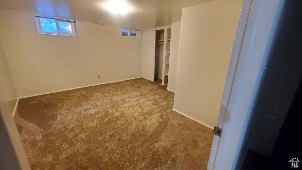 Basement with carpet floors