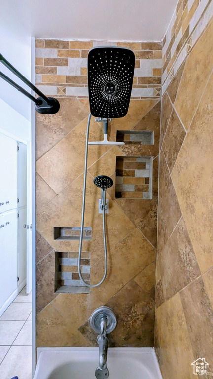 Bathroom view of shower / bath combination