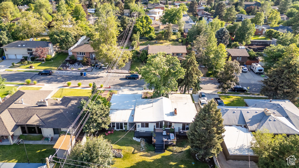 Aerial perspective of suburban area
