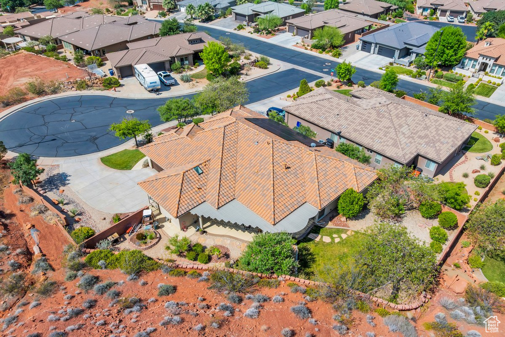 Aerial perspective of suburban area