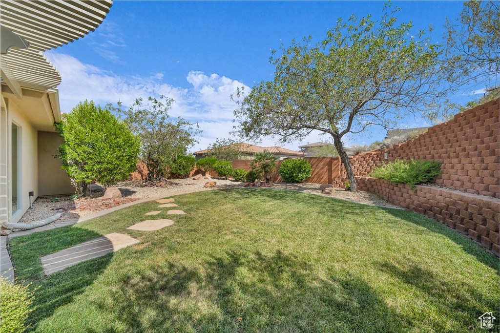 View of fenced backyard