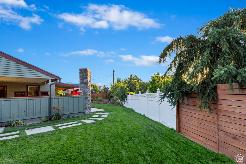 View of fenced backyard