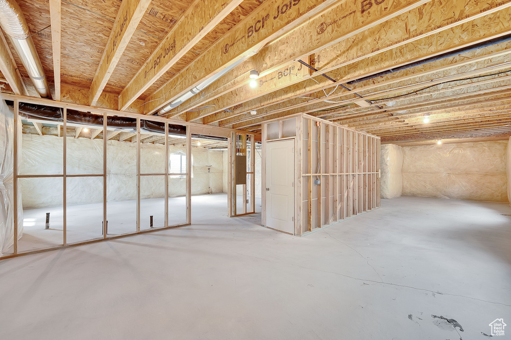 View of unfinished basement