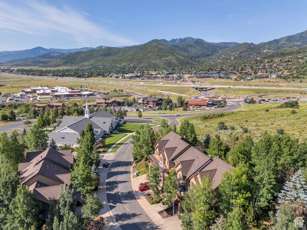 Aerial view of property\\\\\\\'s location with a mountain backdrop
