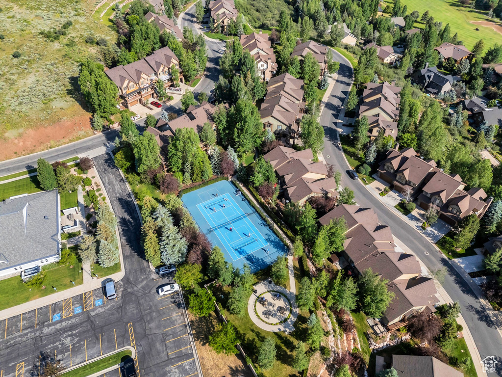 Aerial perspective of suburban area