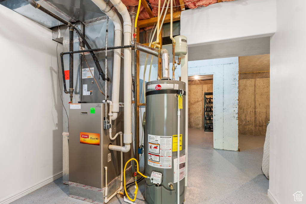 Utility room with gas water heater