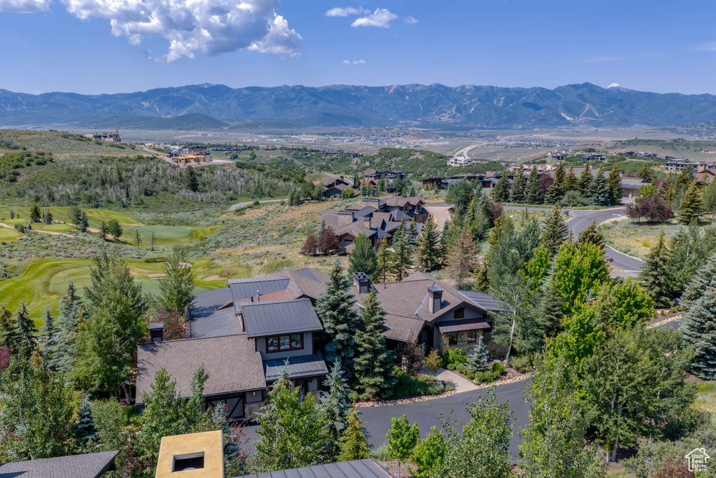 Drone / aerial view of a mountain backdrop