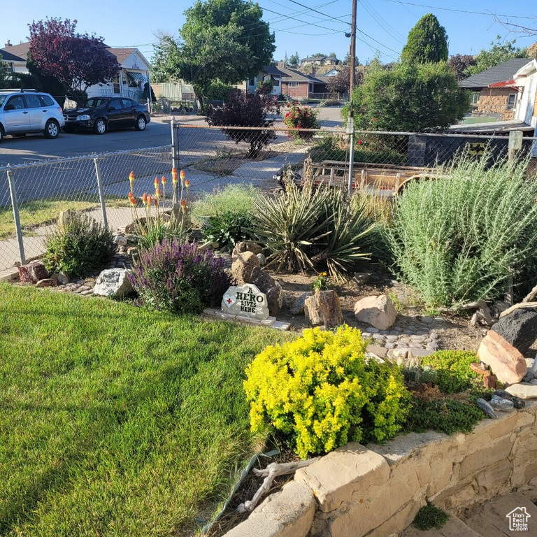 View of yard with a residential view
