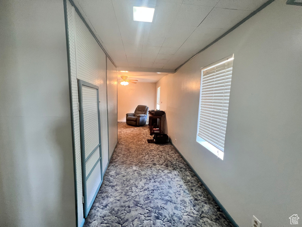 Hall featuring carpet floors