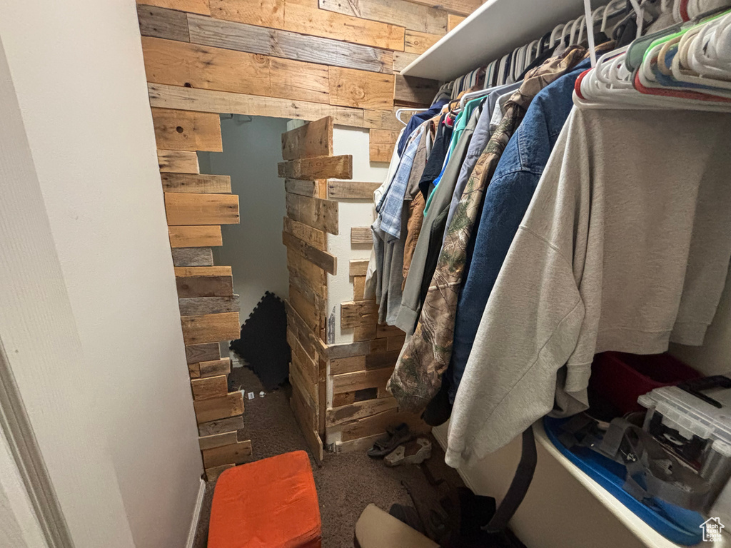 Walk in closet featuring carpet