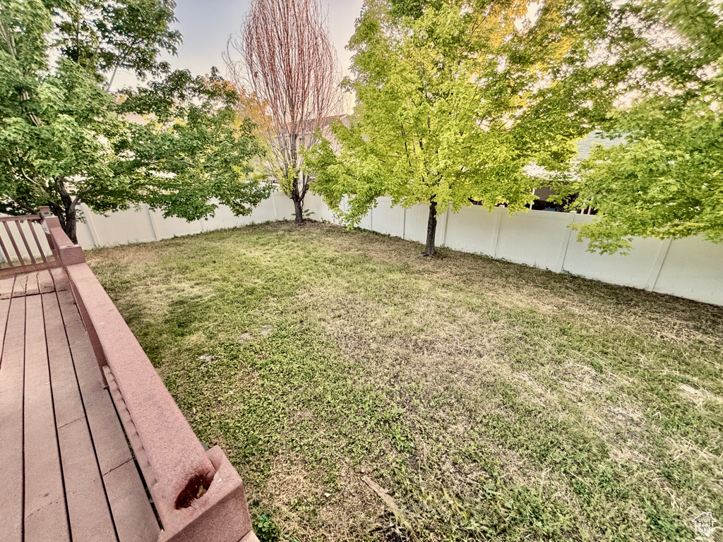 View of fenced backyard