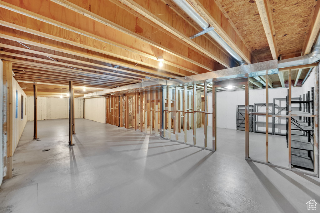 View of unfinished basement