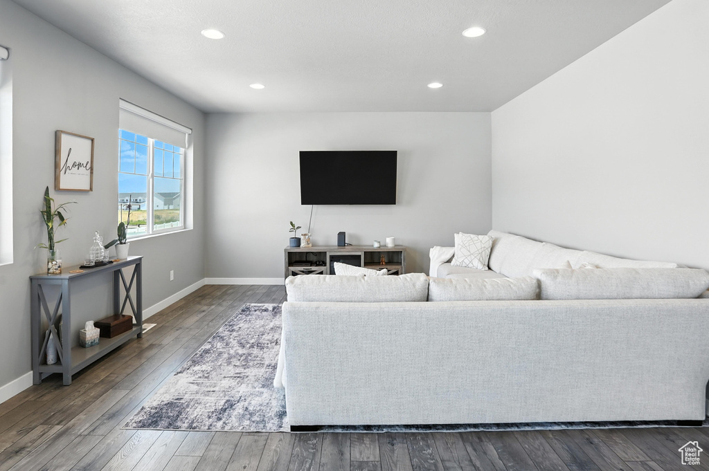 Living room featuring recessed lighting and wood finished floors