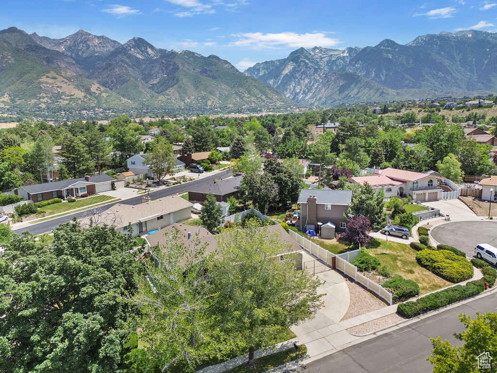 View of mountain background with nearby suburban area