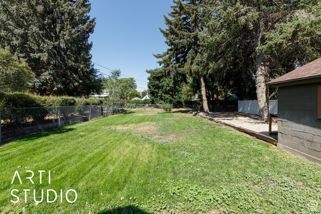 View of fenced backyard