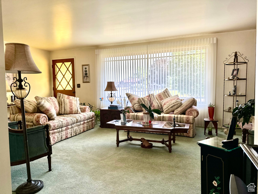Living room with carpet flooring