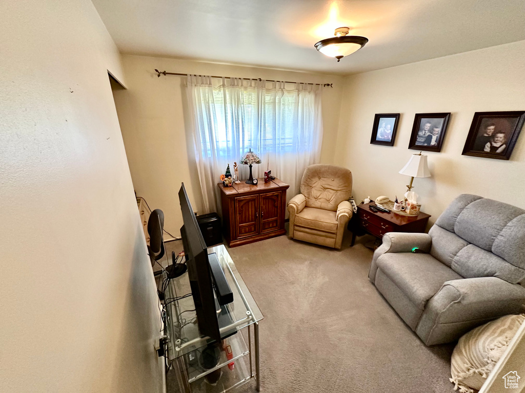 View of carpeted living area