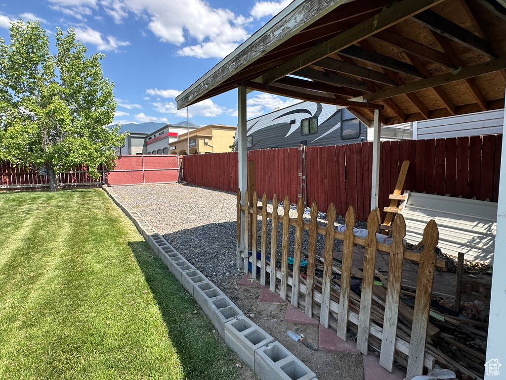 View of fenced backyard