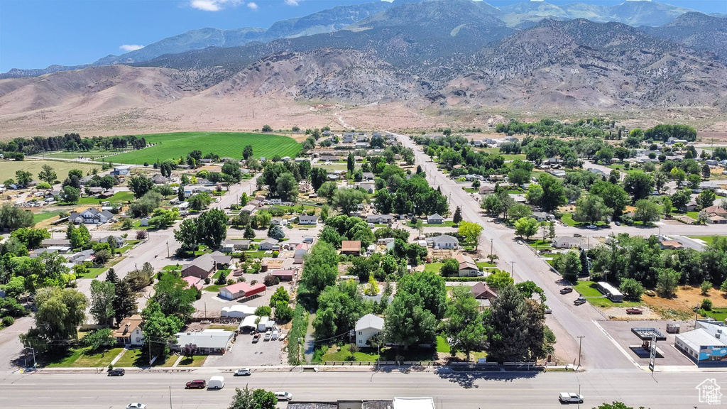 Aerial view of a mountainous background